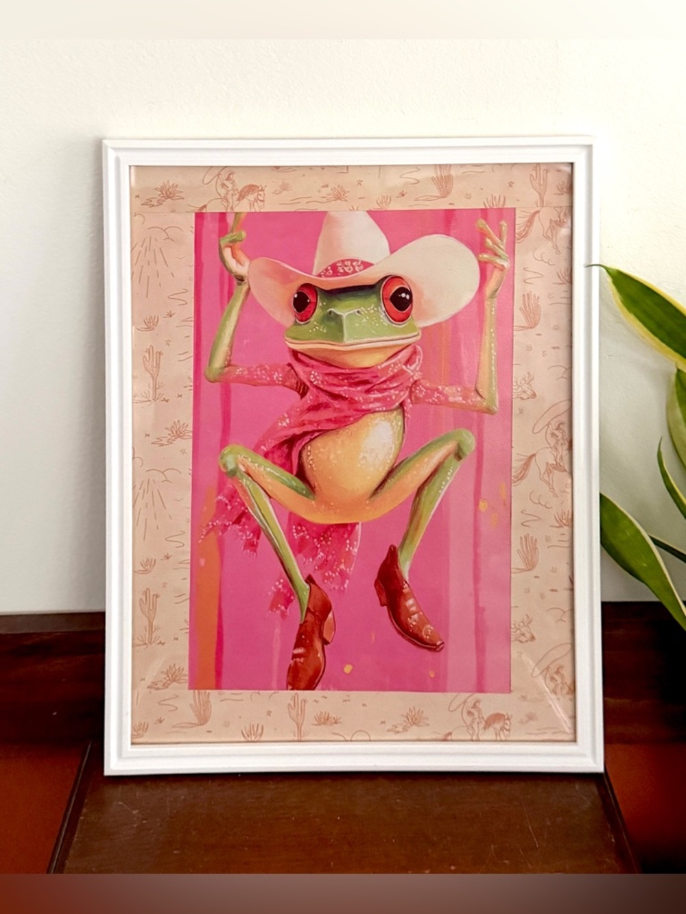Rodeo Frog Western Cowboy Hat Boots Quirky Canvas Art Print Desert Wall Hanging